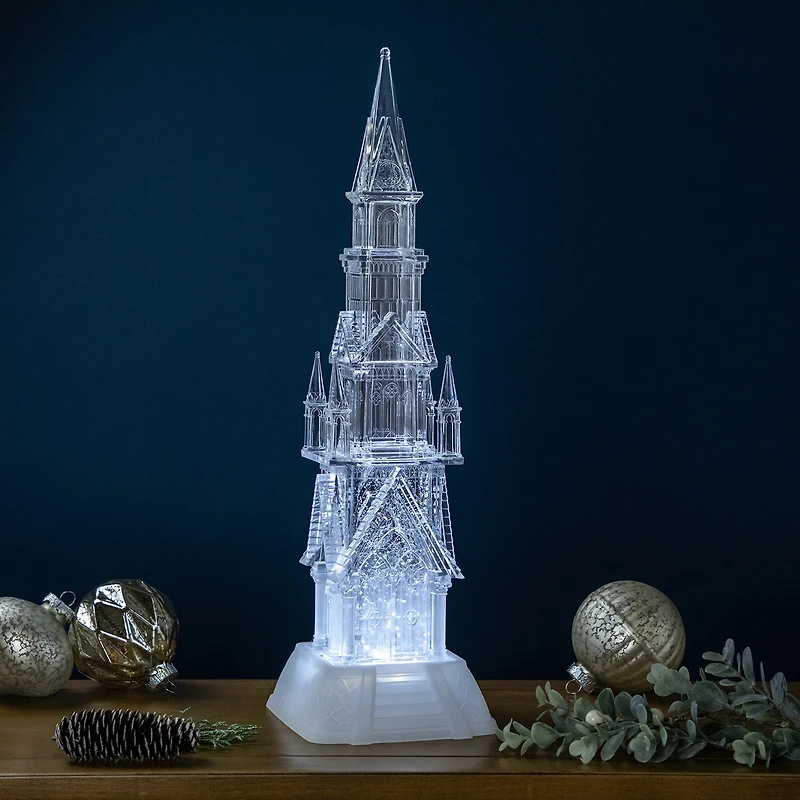 Northlight 18" Led Lighted Castle Acrylic Christmas Tabletop Decor