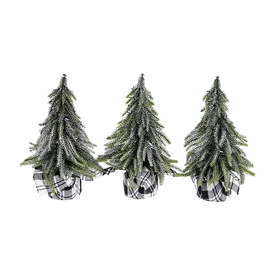 Northlight 10" Set Of 3 Mini Silvery Pine Downswept 1 Foot Pine Christmas Tree