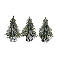 Northlight 10" Set Of 3 Mini Silvery Pine Downswept 1 Foot Pine Christmas Tree