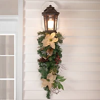 Northlight 28" Mixed Pine Berry And Poinsettia Swag