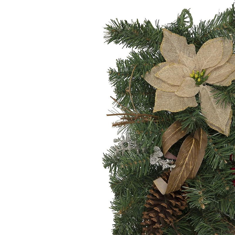 Northlight 28" Mixed Pine Berry And Poinsettia Swag