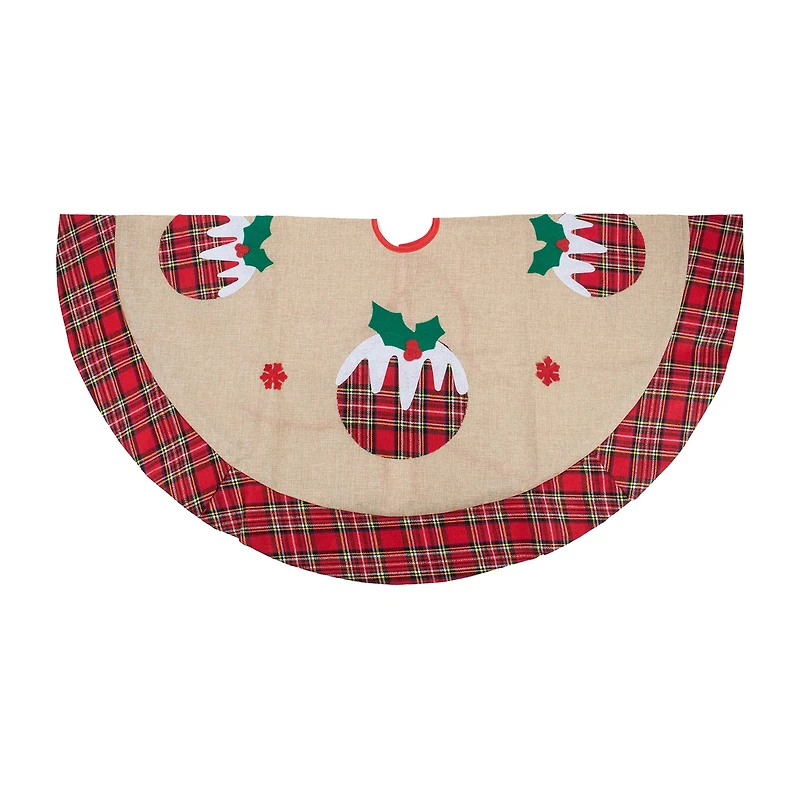 Northlight 36" Burlap Plaid With Puddings Indoor Tree Skirt
