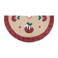 Northlight 36" Burlap Plaid With Puddings Indoor Tree Skirt