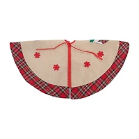 Northlight 36" Burlap Plaid With Puddings Indoor Tree Skirt
