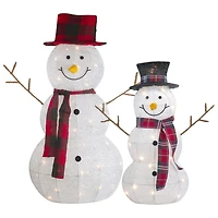 Northlight Lighted Tinsel Snowmen Family Christmas Yard Art