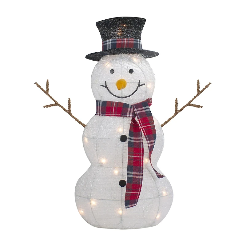 Northlight Lighted Tinsel Snowmen Family Christmas Yard Art