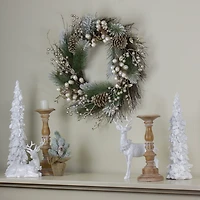 Northlight 22" Acorn And Pine Cone Flocked Pine Needle Wreath