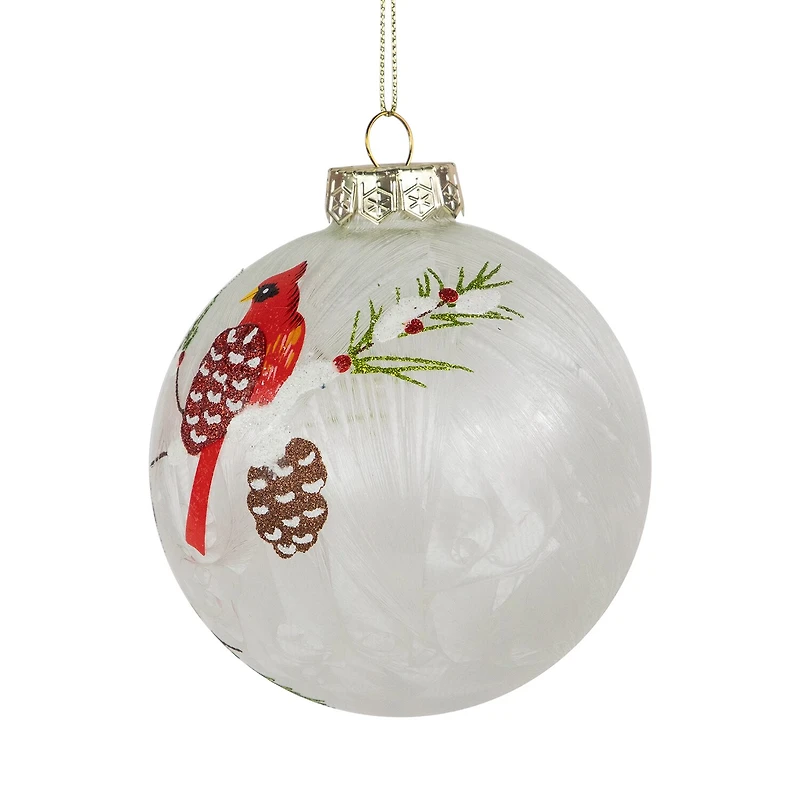 Northlight 4" Cardinal Birds Glass Ball Christmas Ornament