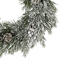Northlight 20" Pine Cones And Berries Flocked Rosemary Wreath
