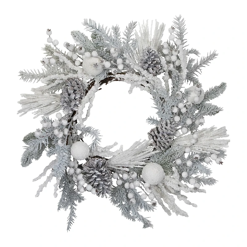Northlight 26" Flocked Berries And Pinecones Artificial Pine Wreath