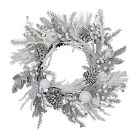 Northlight 26" Flocked Berries And Pinecones Artificial Pine Wreath