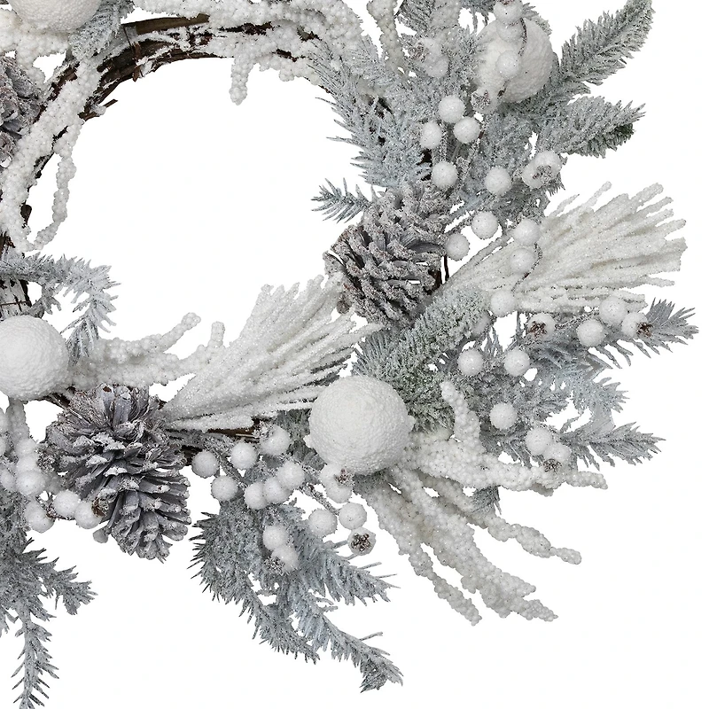 Northlight 26" Flocked Berries And Pinecones Artificial Pine Wreath