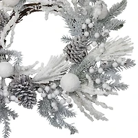 Northlight 26" Flocked Berries And Pinecones Artificial Pine Wreath