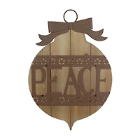 Northlight 17" Rustic Brown Peace Sign Wall Sign