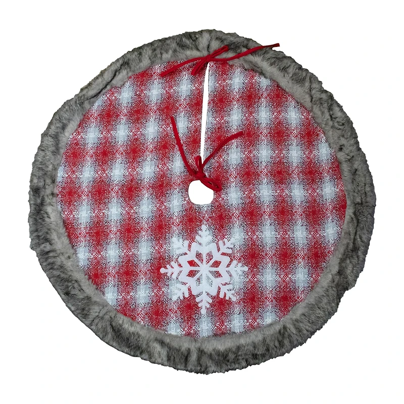 Northlight 48" Plaid With Snowflake Indoor Tree Skirt