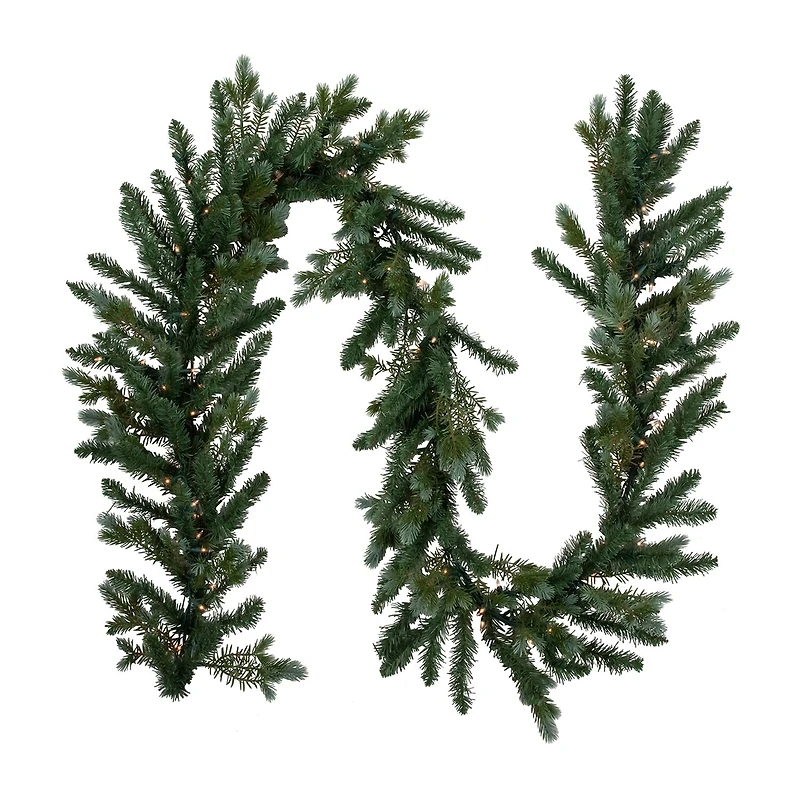 Northlight 9ft Real Touch™️ Pre Lit Blue Spruce Christmas Indoor Garland