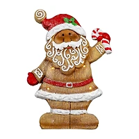 Northlight 15" Led Lighted Gingerbread Santa With Candy Cane Christmas Figurine