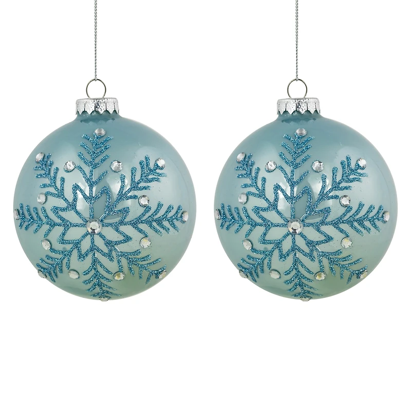 Northlight 4" Glittered And Jeweled Snowflake Glass Ball Christmas Ornament
