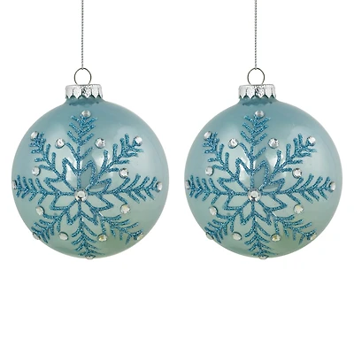 Northlight 4" Glittered And Jeweled Snowflake Glass Ball Christmas Ornament