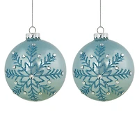 Northlight 4" Glittered And Jeweled Snowflake Glass Ball Christmas Ornament