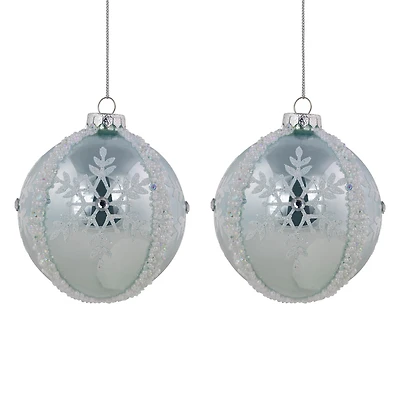 Northlight 4" Glitter Snowflakes Beaded Glass Ball Christmas Ornament
