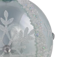 Northlight 4" Glitter Snowflakes Beaded Glass Ball Christmas Ornament