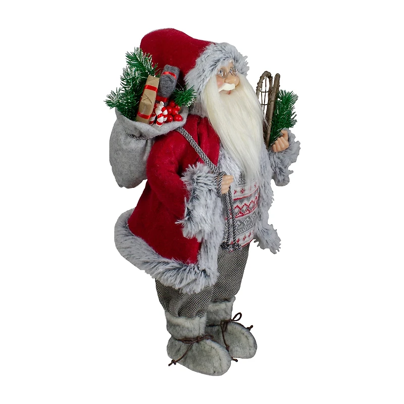 Northlight 18" Standing Santa With Snow Shoes And Presents Christmas Figurine
