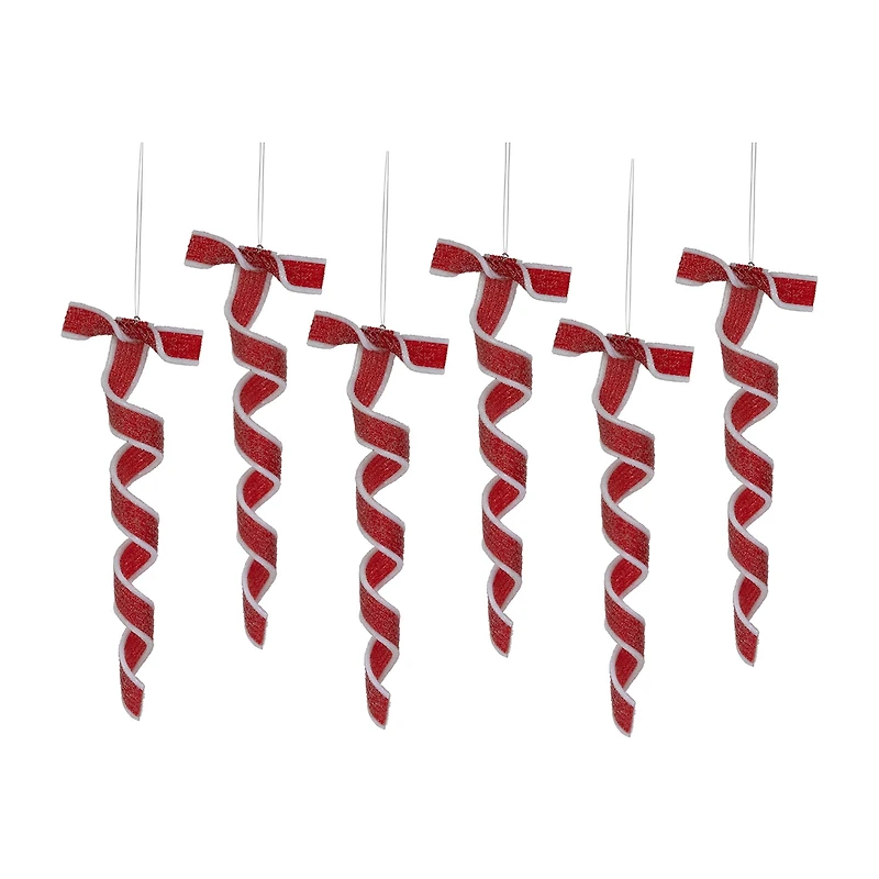 Northlight 9" 6ct Frosted Candy Twist Christmas Ornament