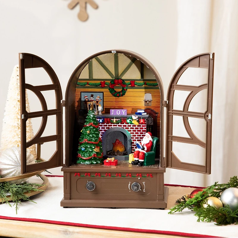 Northlight 13" Led Lighted And Musical Retro Radio With Santa Scene Plays Music Christmas Tabletop Decor