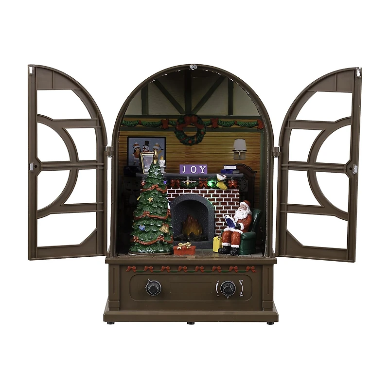 Northlight 13" Led Lighted And Musical Retro Radio With Santa Scene Plays Music Christmas Tabletop Decor