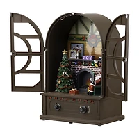 Northlight 13" Led Lighted And Musical Retro Radio With Santa Scene Plays Music Christmas Tabletop Decor