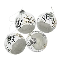 Northlight 3" 4ct Winter Forest Glass Ball Christmas Ornament