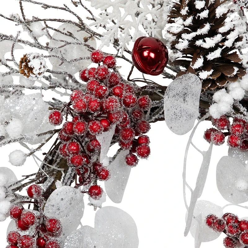 Northlight 24" Berries And Snowflakes Artificial Wreath