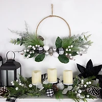 Northlight 18" Real Touch™️ Winter Greenery With Pinecones Artificial Wreath