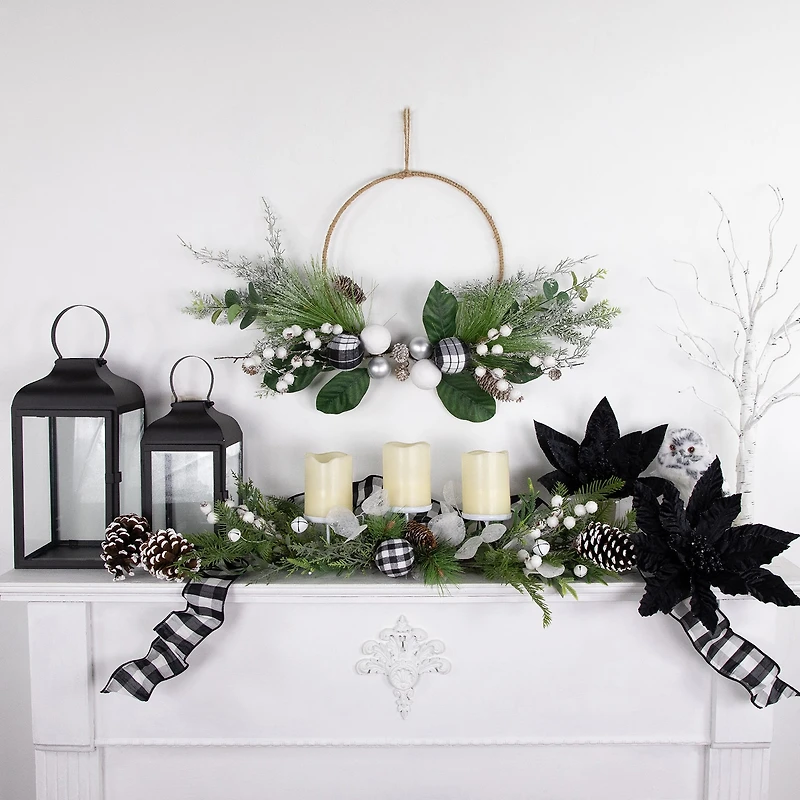 Northlight 18" Real Touch™️ Winter Greenery With Pinecones Artificial Wreath