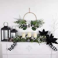 Northlight 18" Real Touch™️ Winter Greenery With Pinecones Artificial Wreath