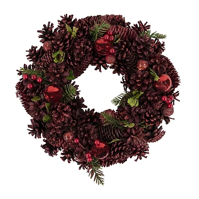 Northlight 14" Pinecone Berry And Ornament Wreath