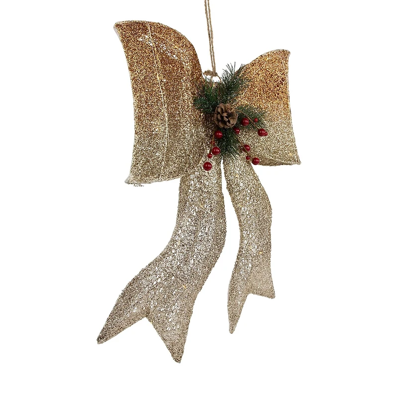 Northlight 23" Led Lighted Ombre Mesh Bow Christmas Window Decor