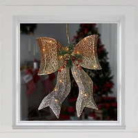 Northlight 23" Led Lighted Ombre Mesh Bow Christmas Window Decor