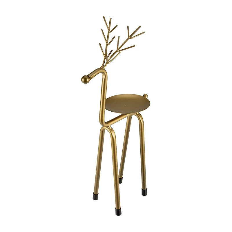 Northlight 13" Large Bronze Reindeer Pillar Candle Holder