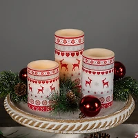Northlight 6" Led Flameless Flickering Nordic Reindeer Wax Pillar Flameless Candle