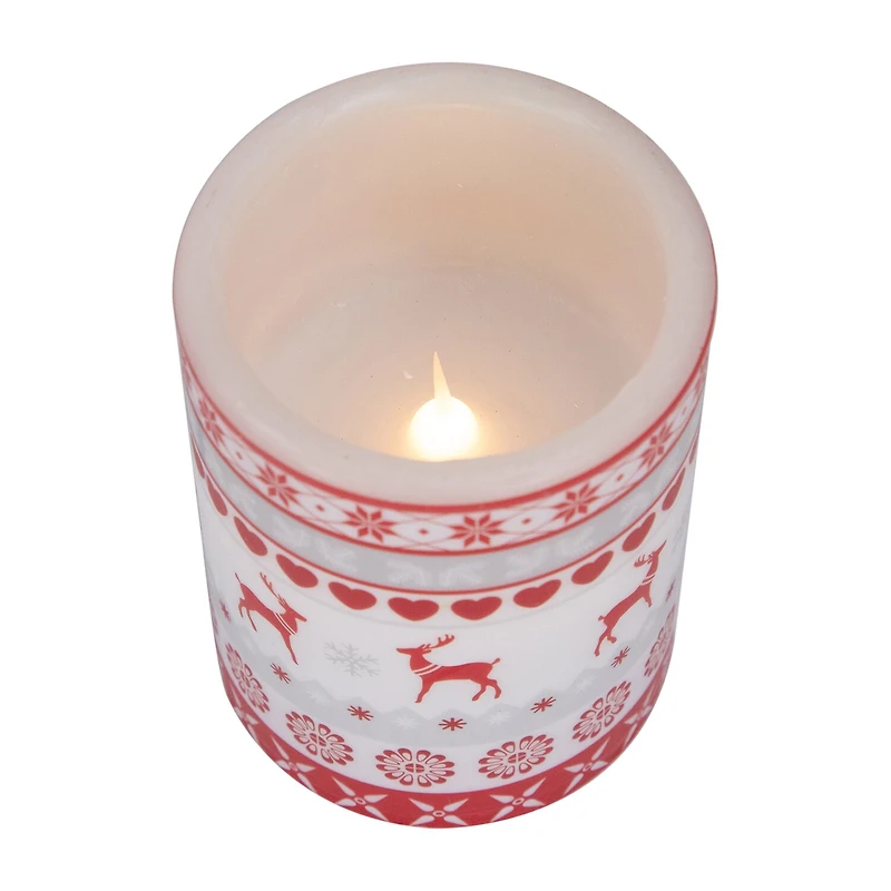 Northlight 6" Led Flameless Flickering Nordic Reindeer Wax Pillar Flameless Candle