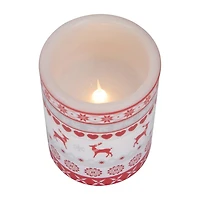 Northlight 6" Led Flameless Flickering Nordic Reindeer Wax Pillar Flameless Candle