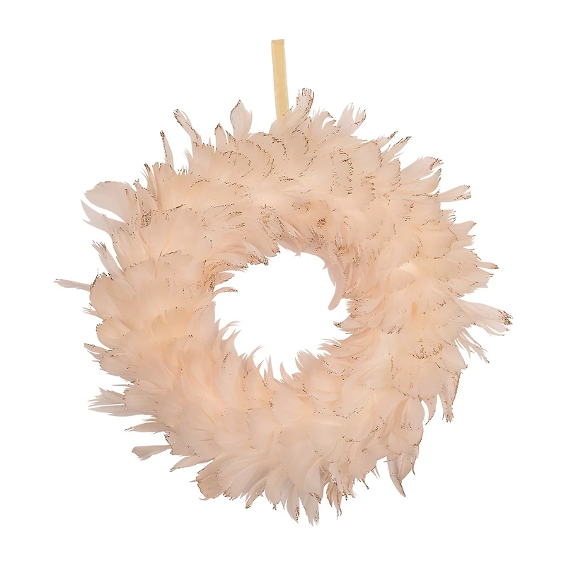 Northlight 15" Glittered Feathers Wreath