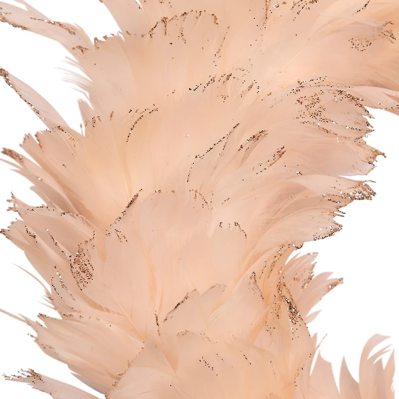 Northlight 15" Glittered Feathers Wreath