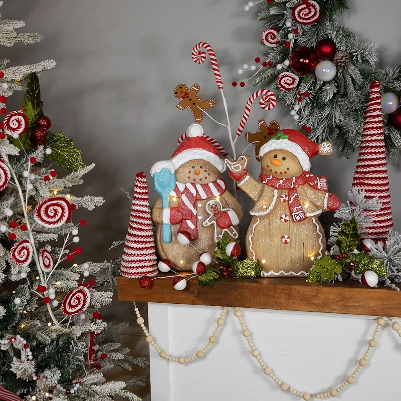 Northlight 16" Led Lighted Gingerbread Snowman With Cookie Christmas Figurine
