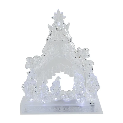 Northlight 11" Led Lighted Nativity Scene In Stable Acrylic Lighted Nativity Set