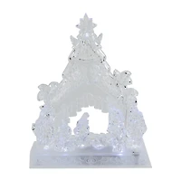 Northlight 11" Led Lighted Nativity Scene In Stable Acrylic Lighted Nativity Set