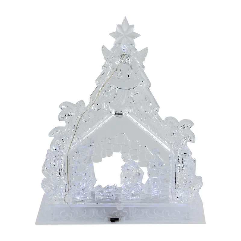 Northlight 11" Led Lighted Nativity Scene In Stable Acrylic Lighted Nativity Set