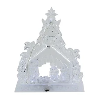 Northlight 11" Led Lighted Nativity Scene In Stable Acrylic Lighted Nativity Set